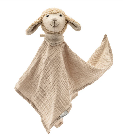 Schmusetuch mit Name Schaf Flocke in beige, 34cm, Sterntaler