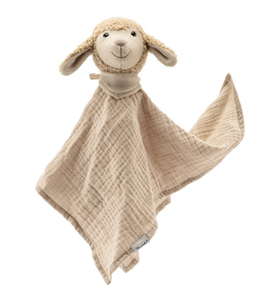 Schmusetuch mit Name Schaf Flocke in beige, 34cm, Sterntaler