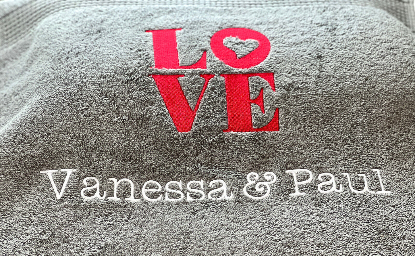 Handtuch mit Namen und LOVE, Sauna, Wellness, Duschtuch
