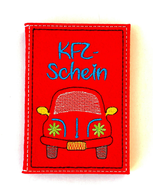 KFZ-Hülle aus Filz, individuell bestickt, Geschenk zum Auto/Führerschein
