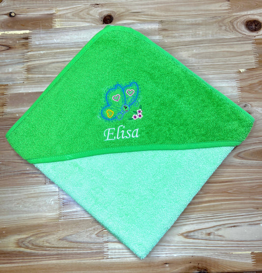Schmetterling Kapuzenhandtuch mit Namen schönes Geschenk für's Baby Geburt Girl