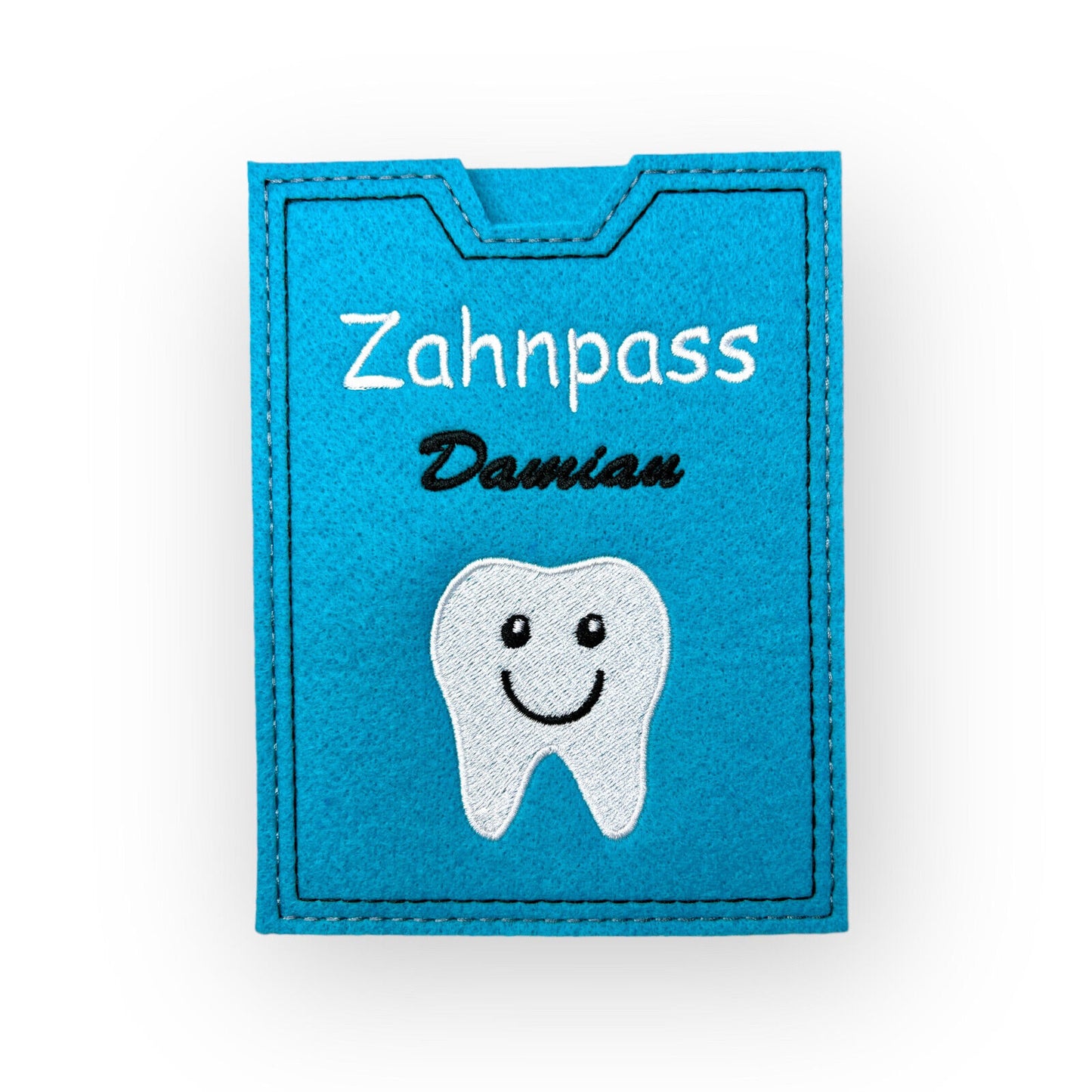 Zahn Bonus Heft Filzhülle mit Name personalisiert Zahnbonushefthülle Geschenk