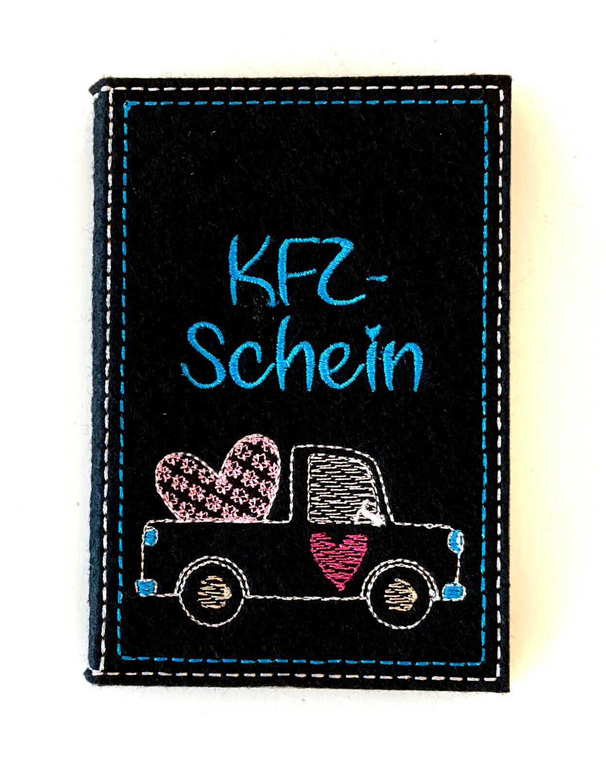 KFZ-Hülle aus Filz, individuell bestickt, Geschenk zum Auto/Führerschein