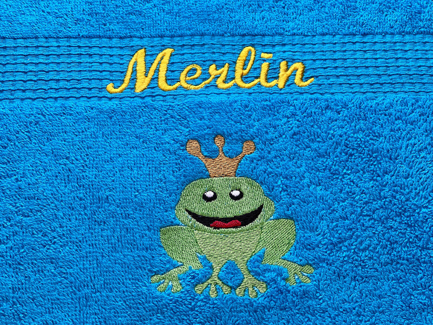 Handtuch mit Froschkönig und Name, Handtuch, Sauna, Wellness, Duschtuch