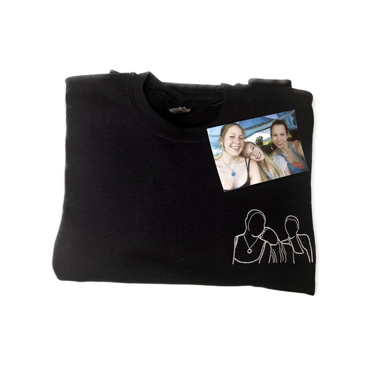 Pullover mit persönlichem Bild bestickt, Silhouette von Ihrem Bild
