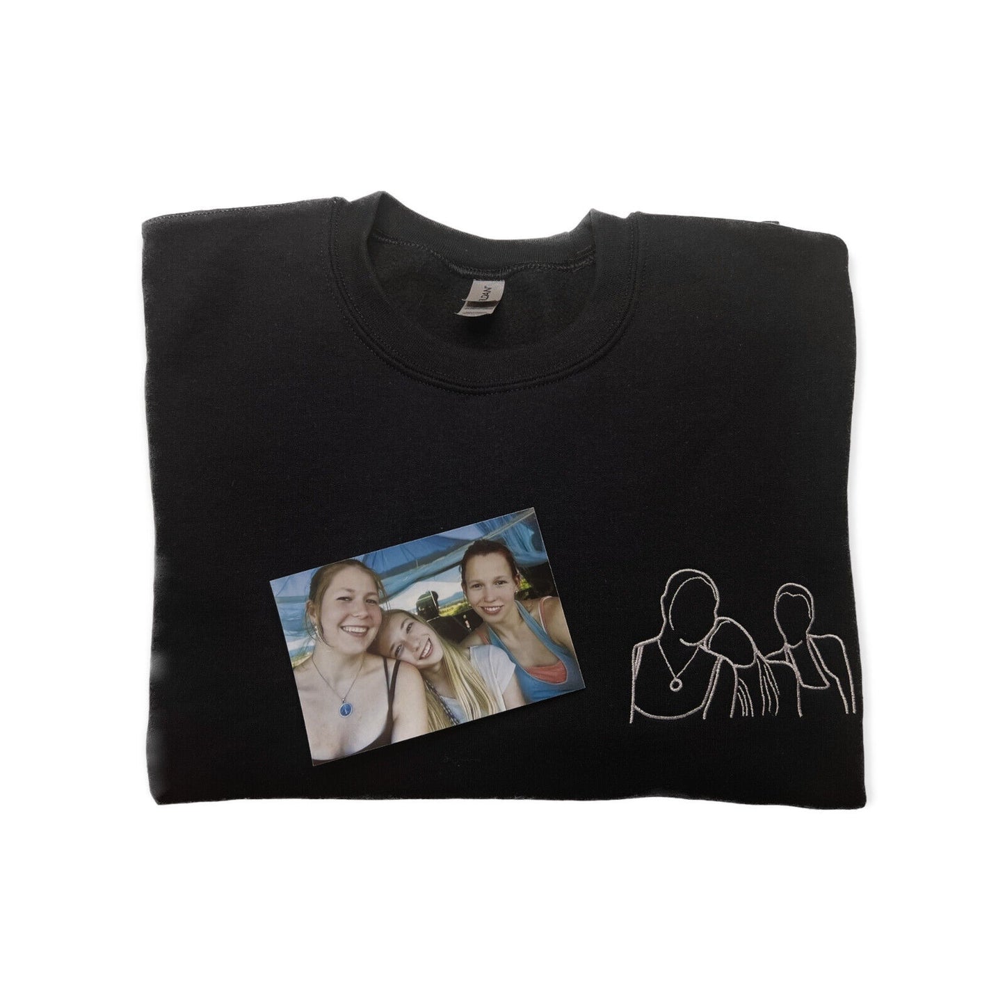 Pullover mit persönlichem Bild bestickt, Silhouette von Ihrem Bild