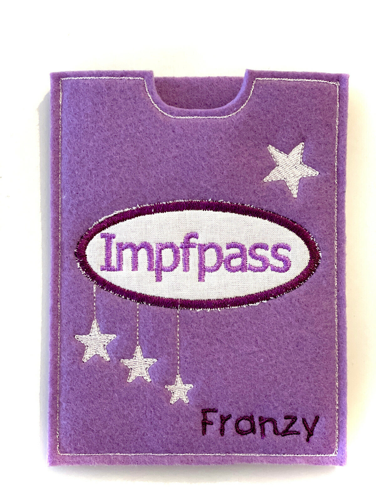 Impfpasshülle bestickt, personalisierbar mit dem Namen, Impfpass, Hülle