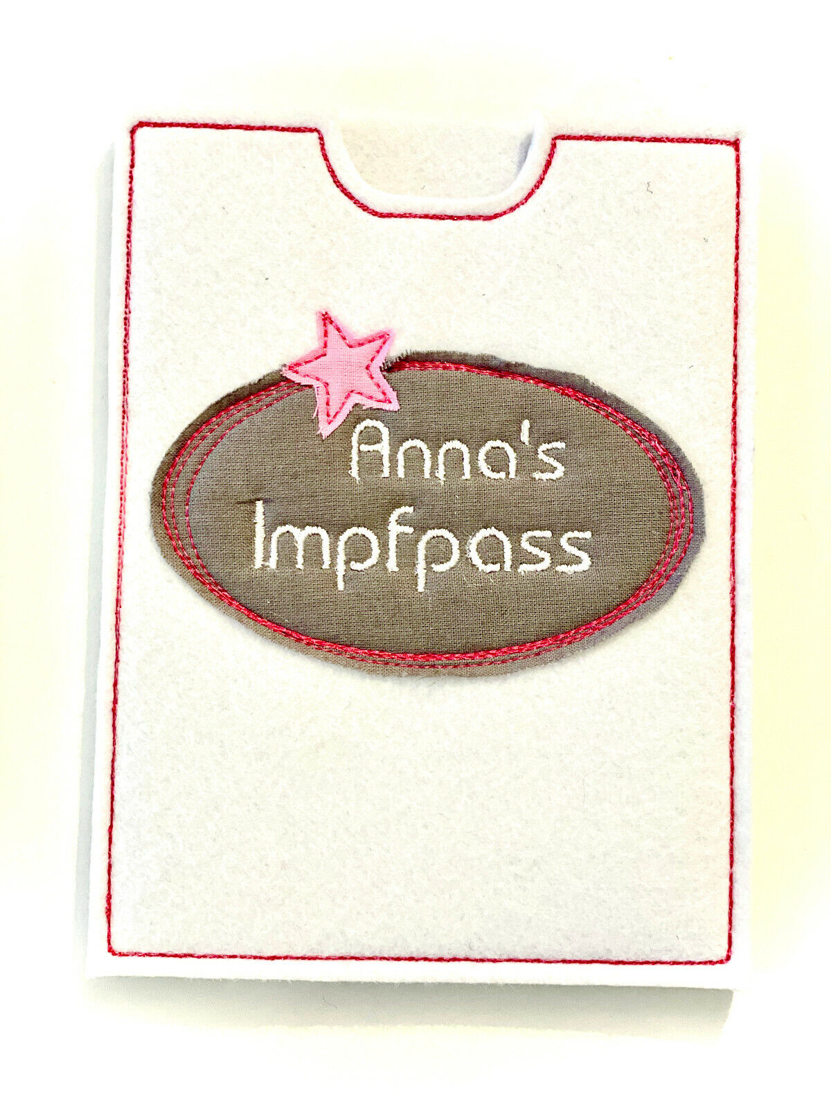 Impfpasshülle bestickt, personalisierbar mit dem Namen, Impfpass, Hülle