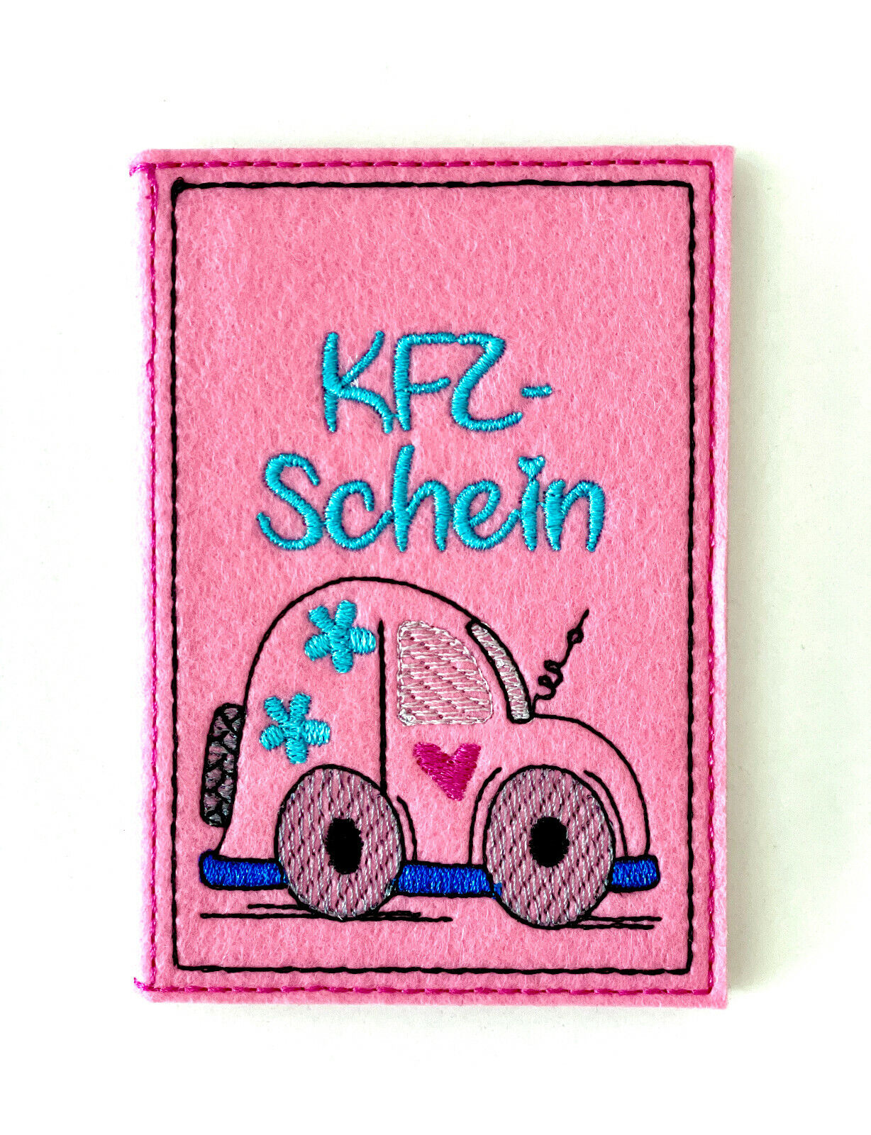 KFZ-Hülle aus Filz, individuell bestickt, Geschenk zum Auto/Führerschein