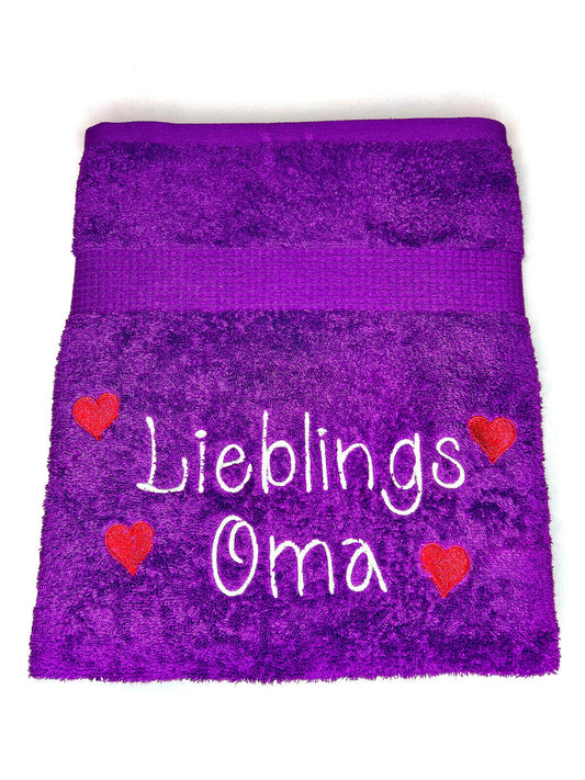 Handtuch bestickt mit Namen und 4 Herzen Handtuch Duschtuch Saunatuch