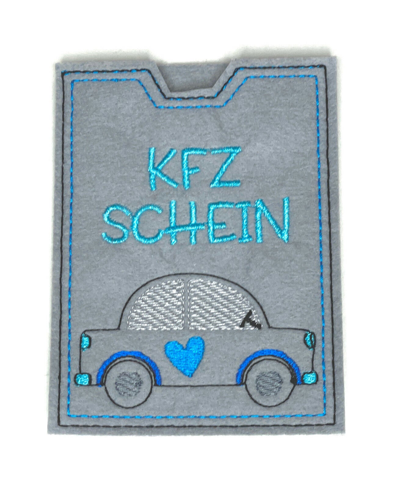 KFZ-Hülle aus Filz, individuell bestickt, Geschenk zum Auto/Führerschein