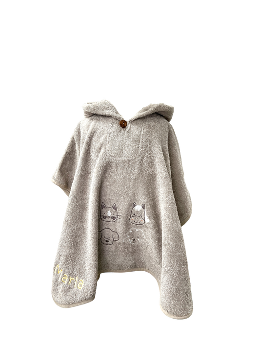 Badeponcho "Bauernhof" mit Name personalisiert, sandfarben, Sterntaler, Badehandtuch