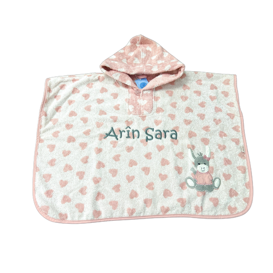 Personalisierter Badeponcho „Emmi Girl“ Esel – Rosa, Sterntaler - Kuscheliger Kinder Badeponcho aus 100% Baumwolle