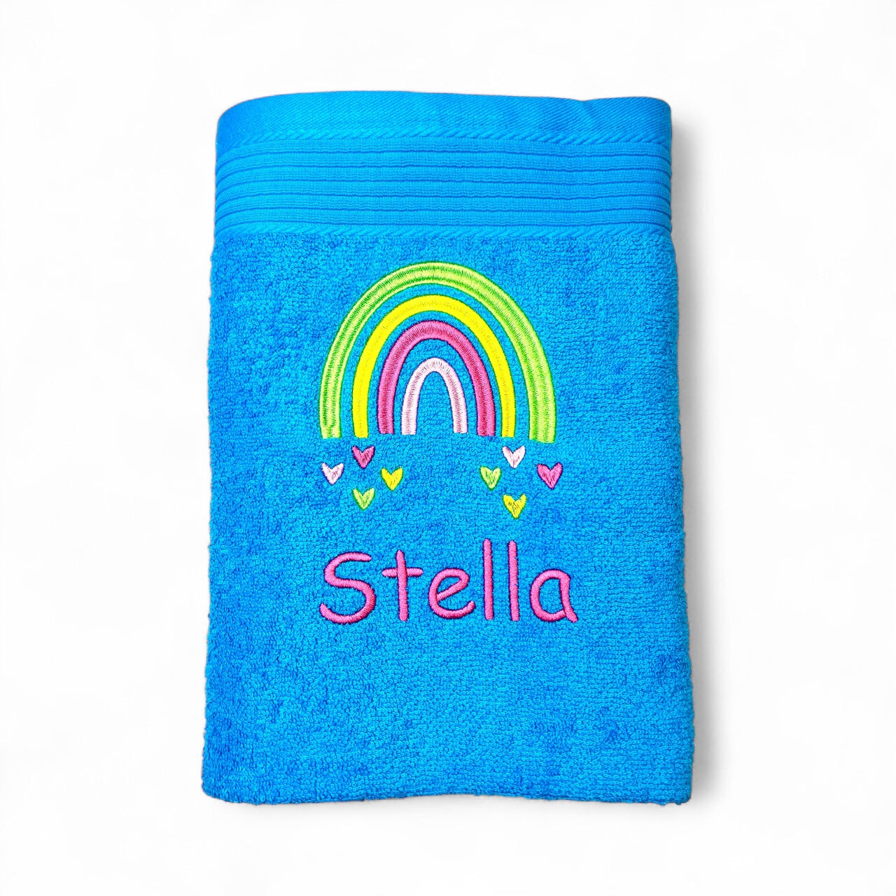 Regenbogen Handtuch mit Name bestickt, Duschtuch, Kindergarten, Sport