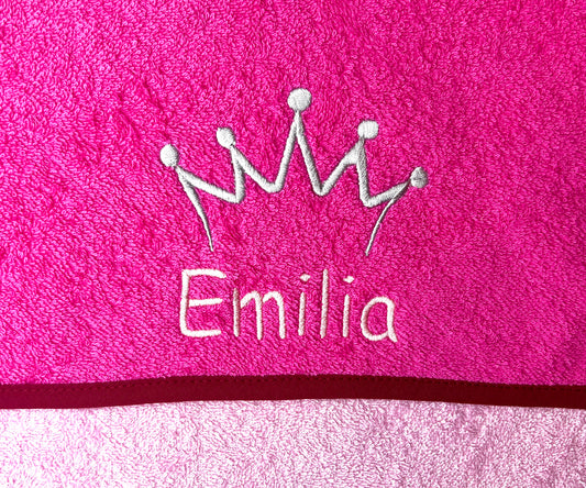 Kapuzenhandtuch Krönchen 80x80cm oder 100x100cm mit Name und Geburtsdaten personalisierbar, Geschenk zur Geburt, fürs Baby