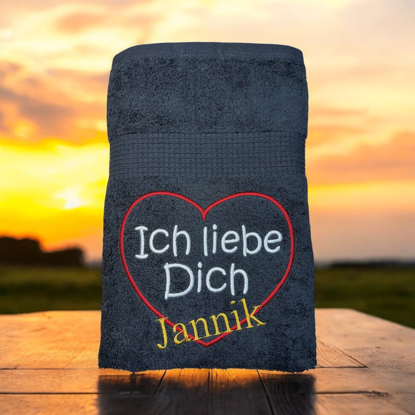 Ich liebe Dich Handtuch mit Name, Handtuch, Wellness, Duschtuch, Valentin, Liebe