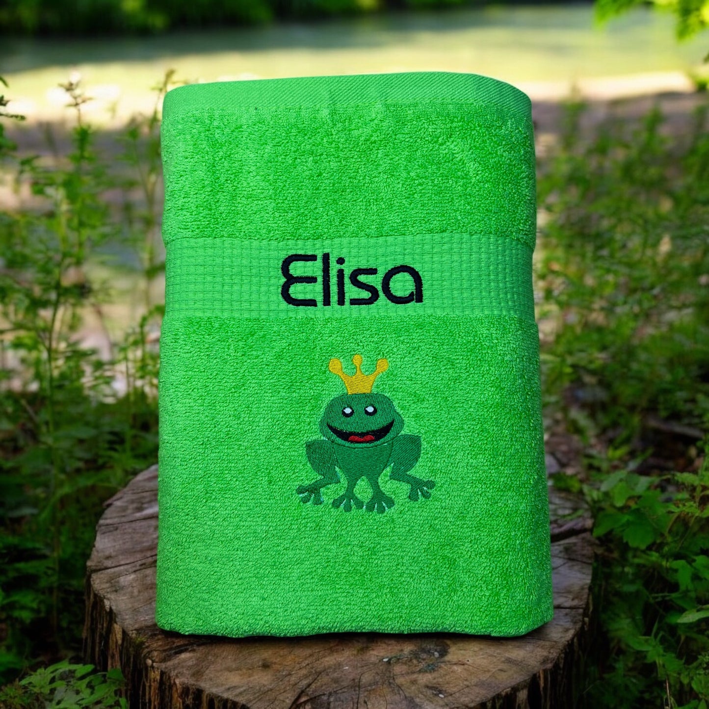 Handtuch mit Froschkönig und Name, Handtuch, Sauna, Wellness, Duschtuch