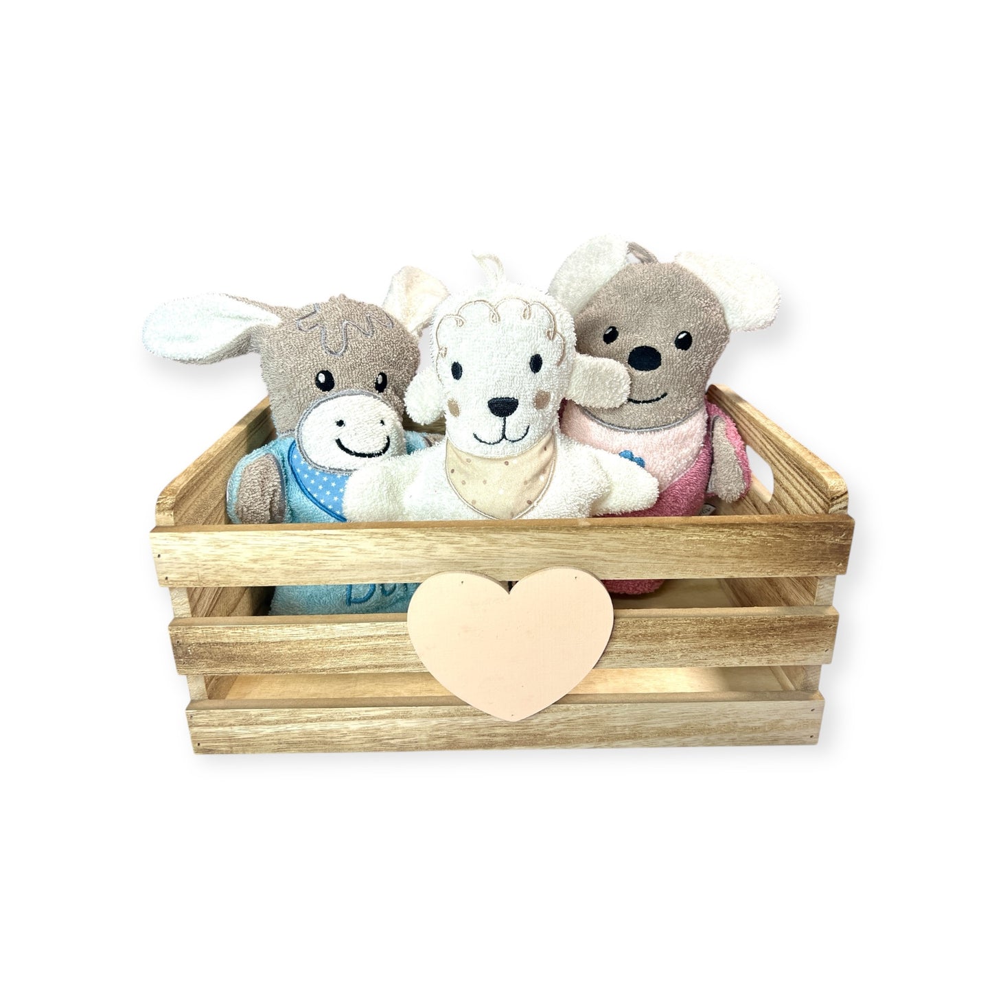 Spiel-Waschhandschuh mit Name, Emmi Esel, Mabel Maus, Schaf Flocke, Pferd Sunny, Sterntaler