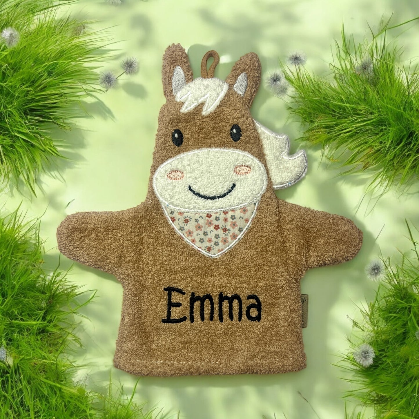 Sterntaler Geschenk-Set Pferd Sunny, Latz, Kapuzenhandtuch und Spielwaschhandschuh mit Namen personalisiert