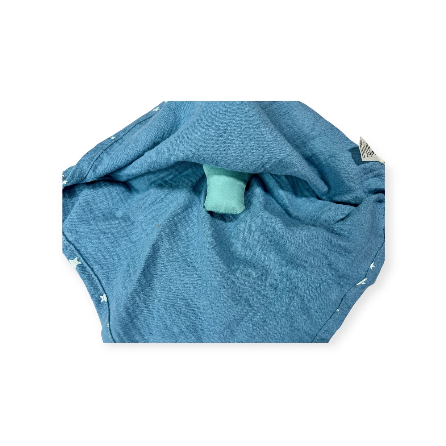 Schmusetuch mit Name Esel Emmi in Mittelblau, 36 cm Supersoftes Musselin Schnuffeltuch Esel mit Knotendetails, Sterntaler