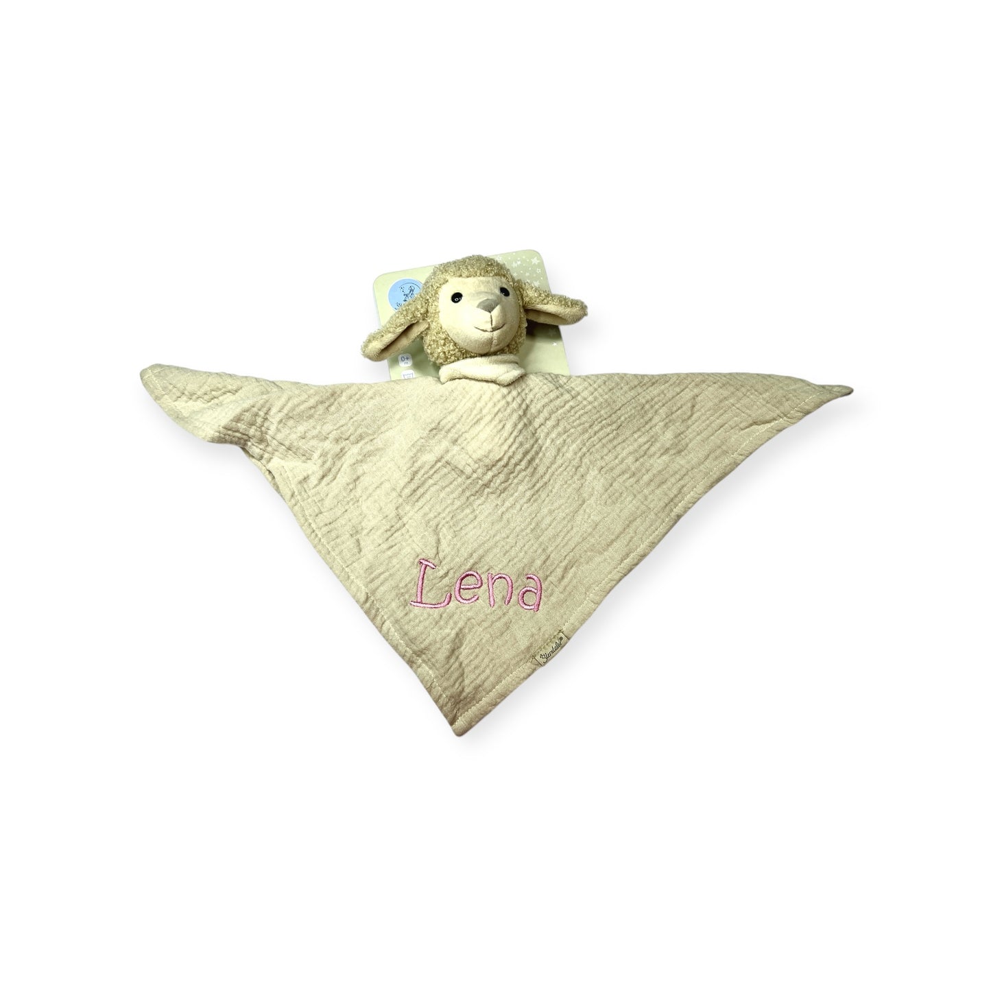 Schmusetuch mit Name Schaf Flocke in beige, 34cm, Sterntaler