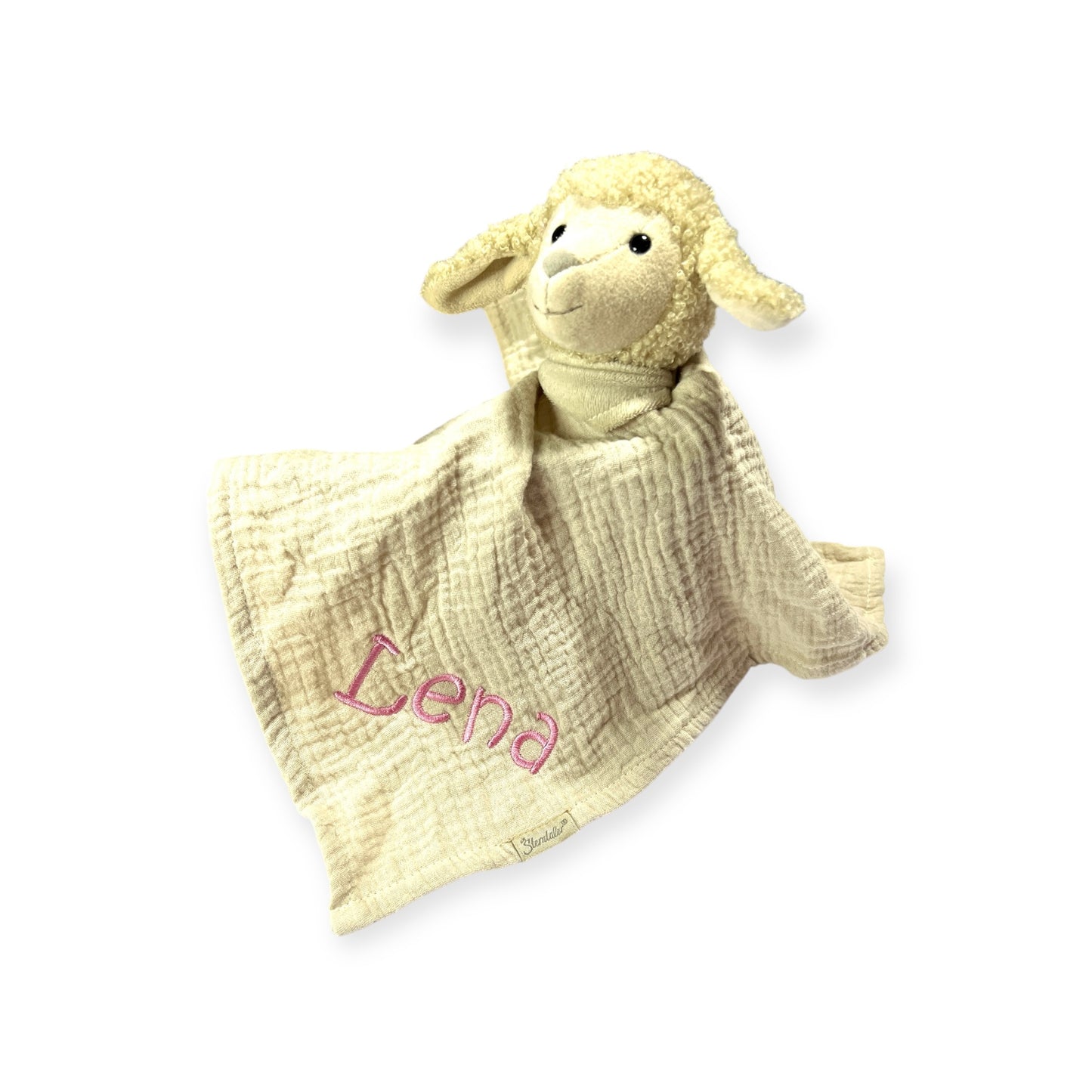 Schmusetuch mit Name Schaf Flocke in beige, 34cm, Sterntaler