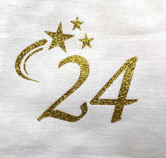 Adventskalender Säckchen schwarz oder weiß mit Glitzer