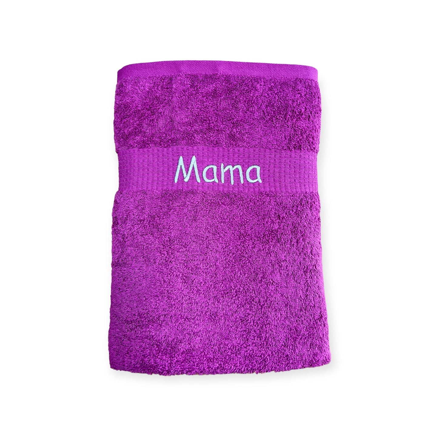 Handtuch mit Namen auf Bordüre bestickt baden abtrocknen Sauna personalisiert