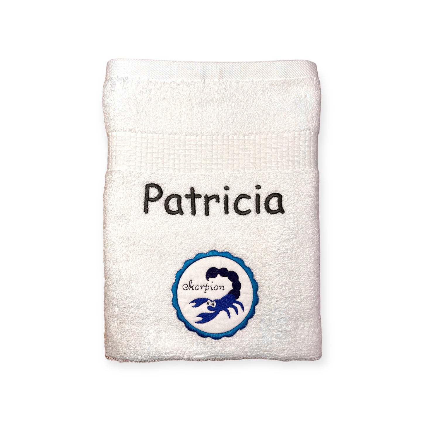 Sternzeichen Handtuch mit Name bestickt, Duschhandtuch, Badetuch, Sauna, baden