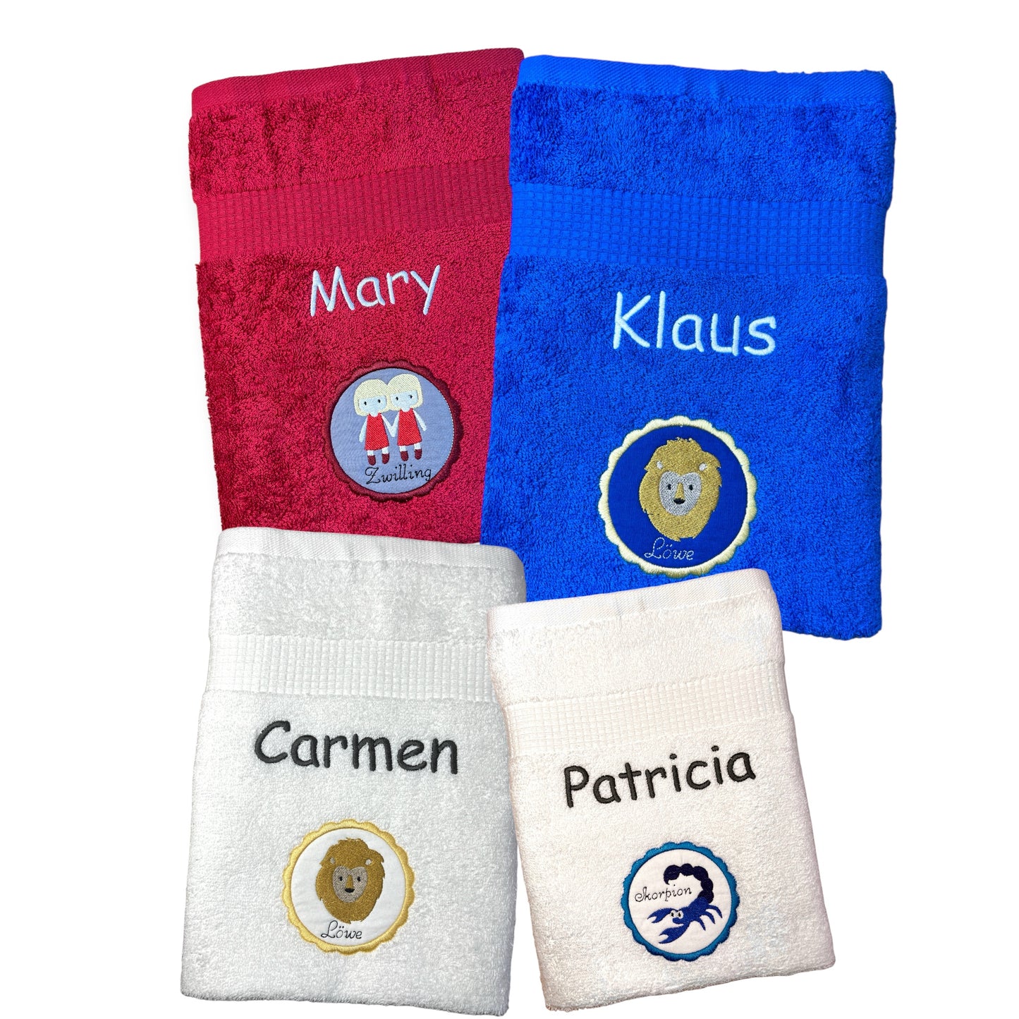 Sternzeichen Handtuch mit Name bestickt, Duschhandtuch, Badetuch, Sauna, baden
