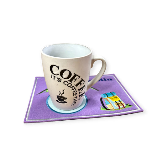 Tassenuntersetzer für Kaffee "Berge" zur Kaffeeeinladung Mug rug Becher