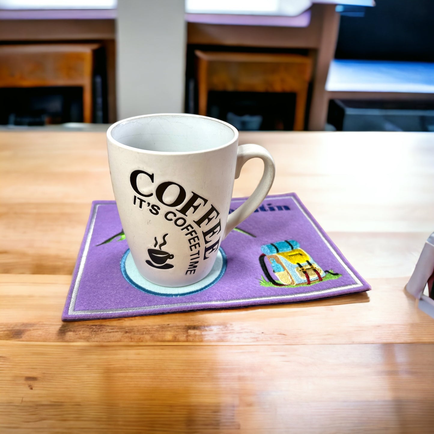 Tassenuntersetzer für Kaffee "Berge" zur Kaffeeeinladung Mug rug Becher