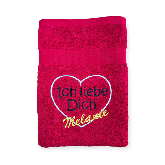 Ich liebe Dich Handtuch mit Name, Handtuch, Wellness, Duschtuch, Valentin, Liebe