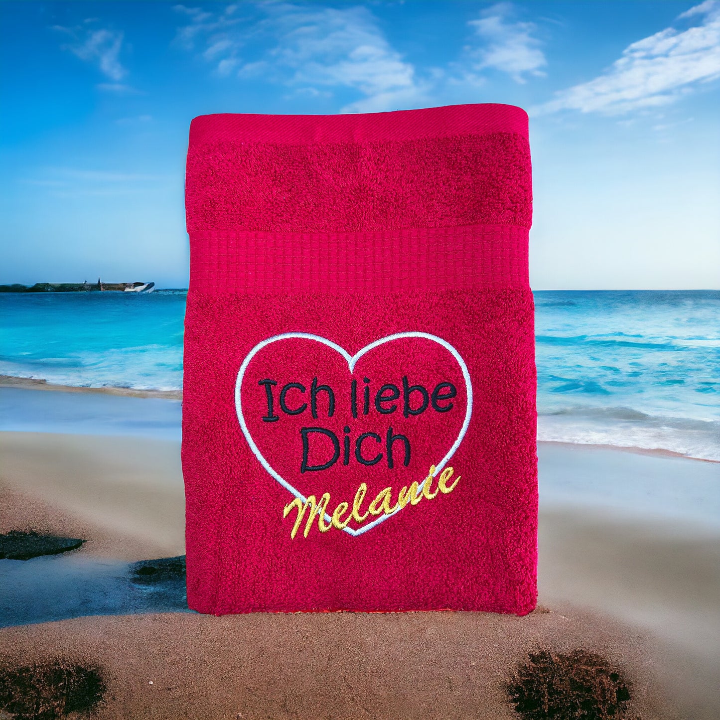 Ich liebe Dich Handtuch mit Name, Handtuch, Wellness, Duschtuch, Valentin, Liebe