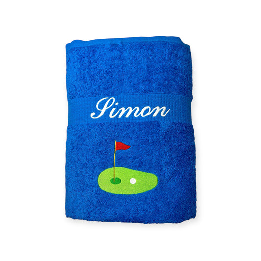 Golf Handtuch mit Name, Handtuch, Sauna, Wellness, Duschtuch, Geschenk