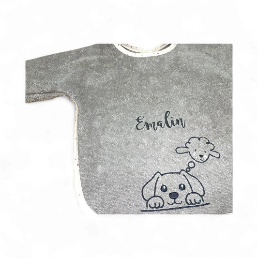 Ärmellatz mit Name, Sterntaler Bauernhof, sandfarben, Geschenk zum 1. Geburtstag, Baby