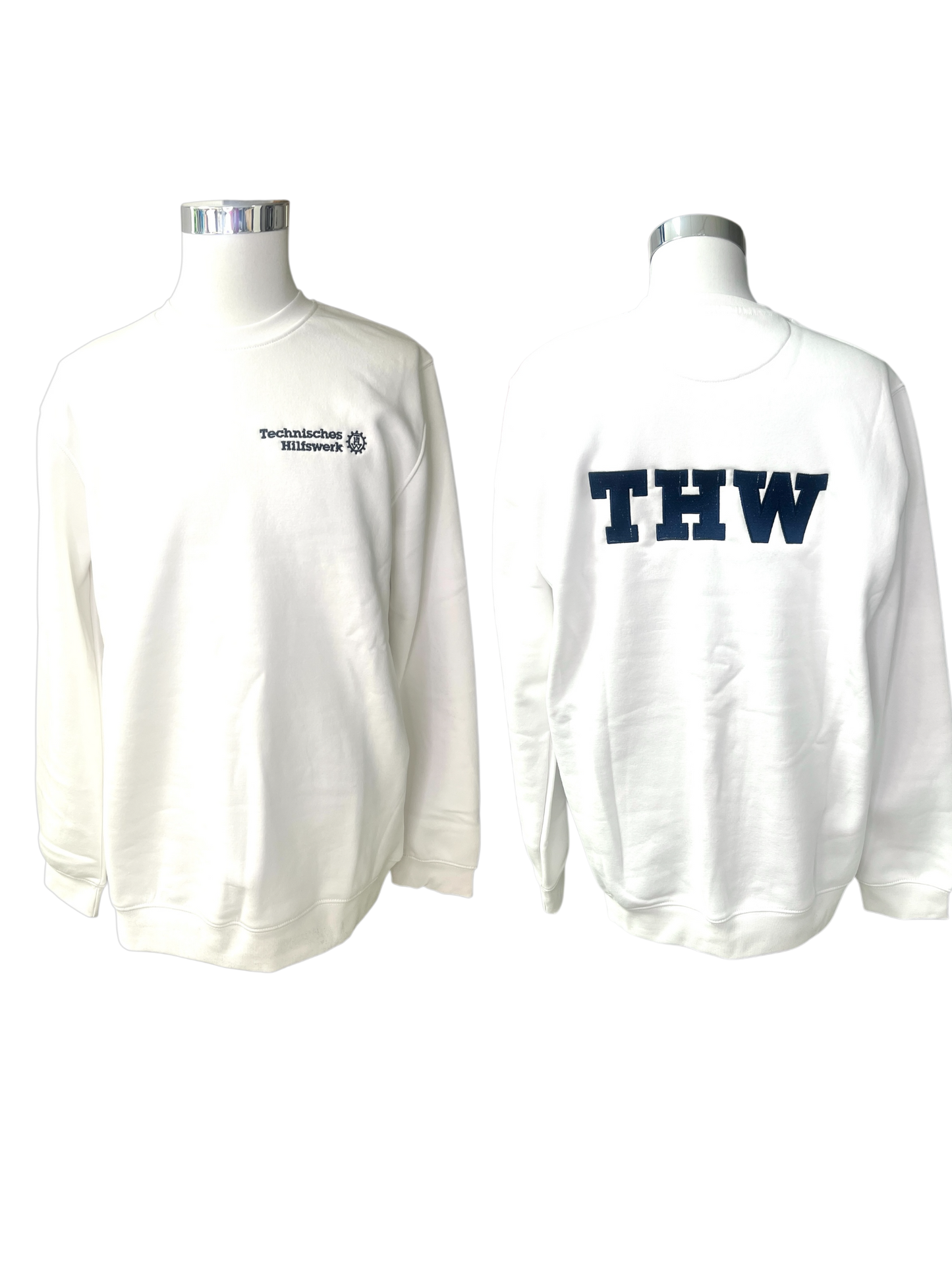 Weißes THW Sweatshirt mit dunkelblauer Bestickung