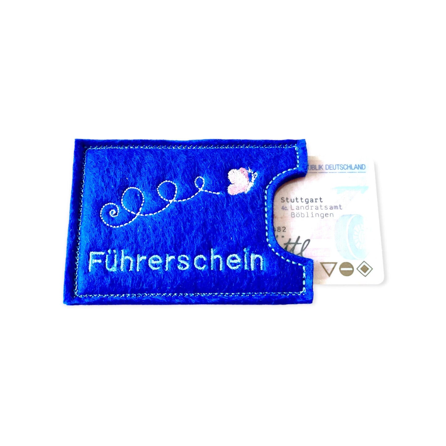 Kartenhülle bestickt nach Wunsch, schönes Geschenk, Krankenkarte, EC-Karte, Filz
