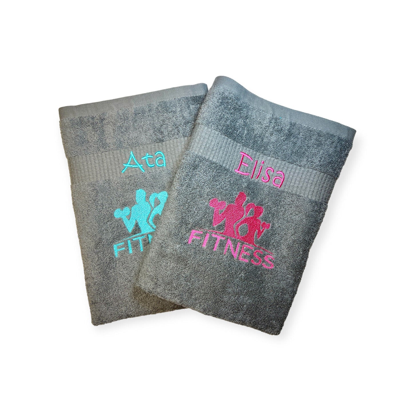 Fitness Handtuch mit Name, 15 verschiedene Farben, Duschen, Sauna, Sport