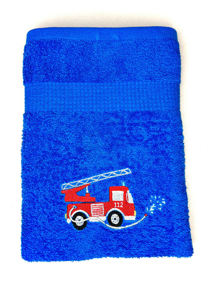 Feuerwehr Handtuch mit Name Duschtuch Kinder Auto Strand personalisiert baden