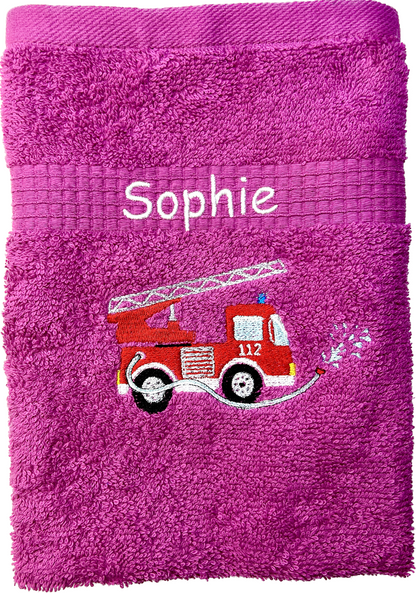 Feuerwehr Handtuch mit Name Duschtuch Kinder Auto Strand personalisiert baden