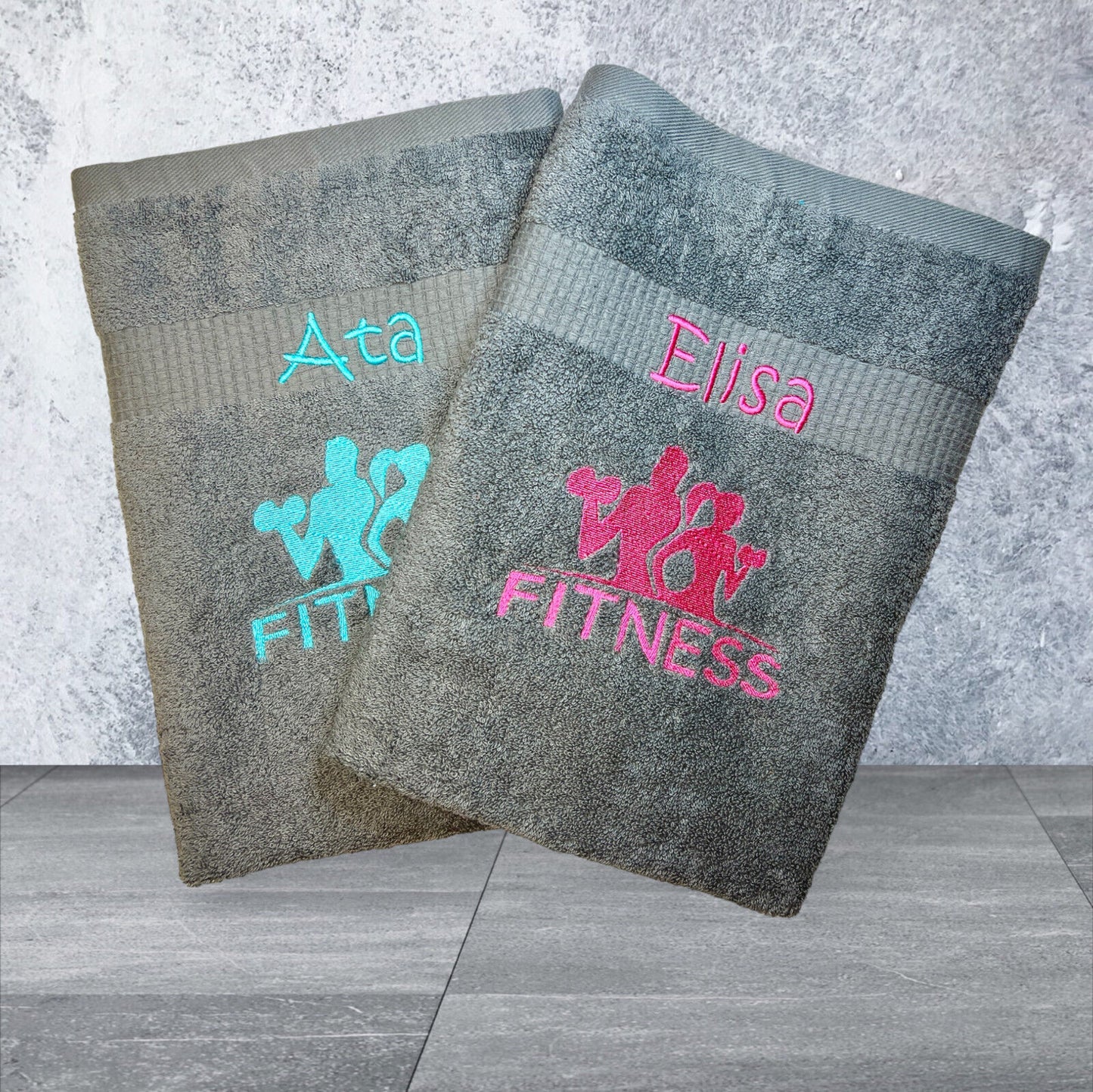 Fitness Handtuch mit Name, 15 verschiedene Farben, Duschen, Sauna, Sport