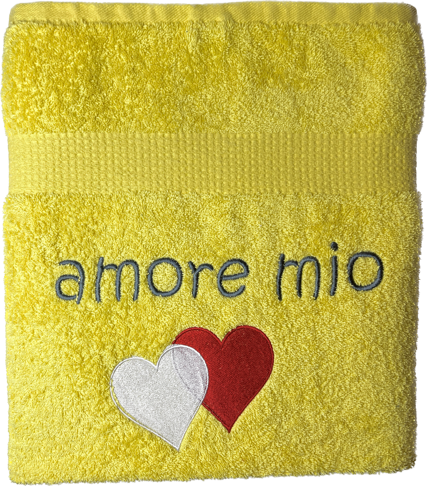 Doppel Herz Handtuch mit Name, Handtuch, Wellness, Duschtuch, Valentin, Liebe