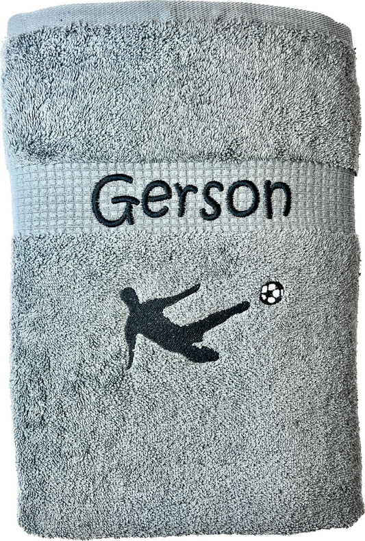 Fußballer Handtuch mit Name, Handtuch, Sauna, Wellness, Duschtuch, Geschenk