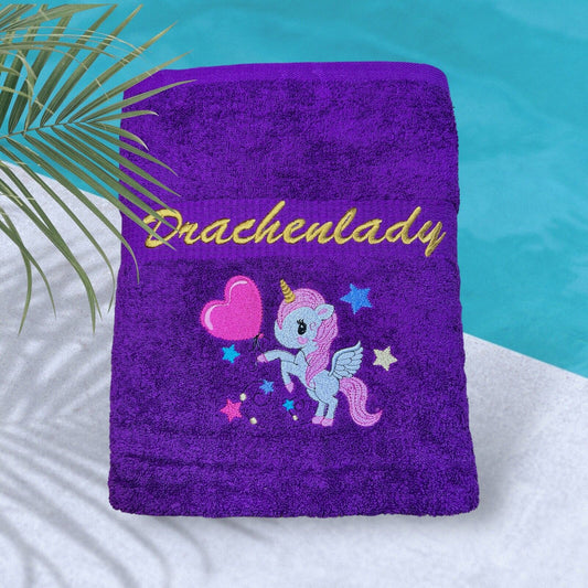 Handtuch mit Einhorn und Name bestickt, verschiedene Größen und viele Farben