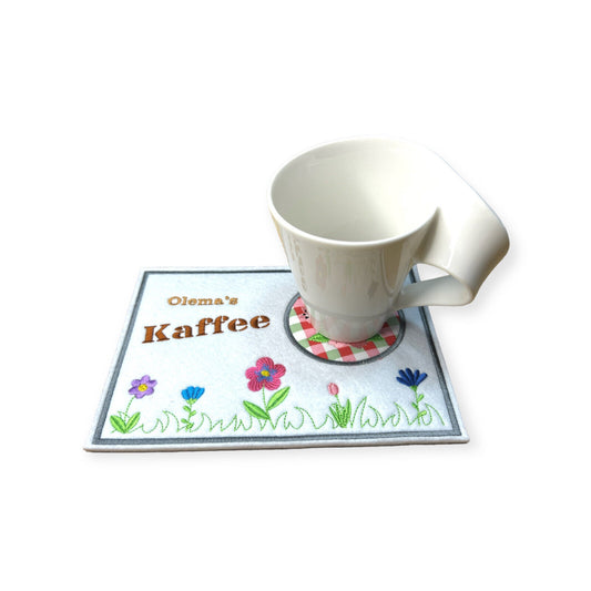 Tassenuntersetzer für Kaffee kleines Geschenk zur Kaffeeeinladung Mug rug Blumen