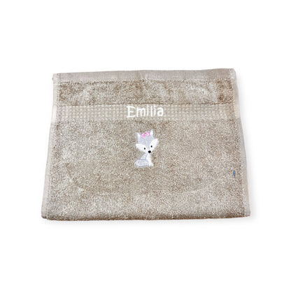 Kinder Handtuch mit Name und Motiv 30x50 cm Kita Kindergarten oder für Unterwegs