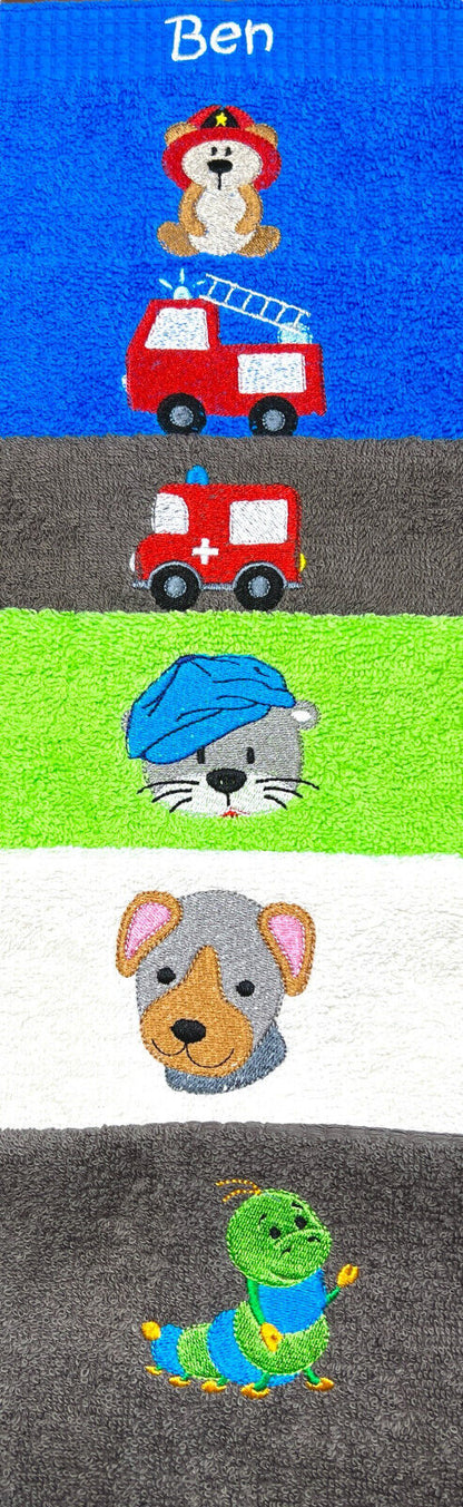 Kinder Handtuch mit Name und Motiv 30x50 cm Kita Kindergarten oder für Unterwegs