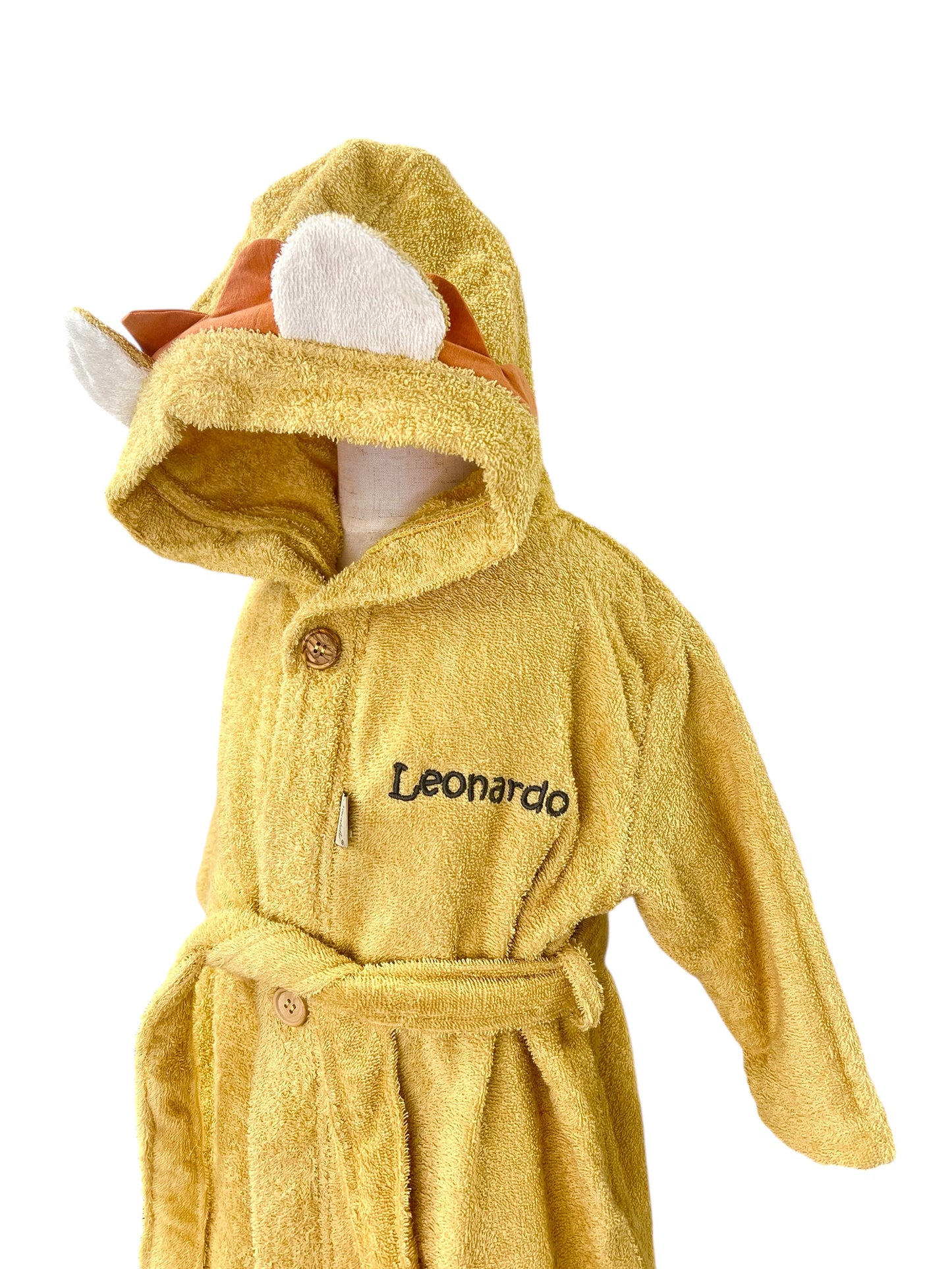 Personalisierter Bademantel „Löwe Leo“ – Ocker, Sterntaler, Kuscheliger Kinderbademantel aus 100% Baumwolle