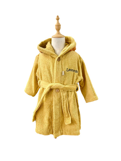 Personalisierter Bademantel „Löwe Leo“ – Ocker, Sterntaler, Kuscheliger Kinderbademantel aus 100% Baumwolle